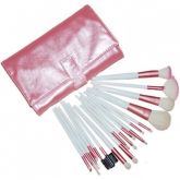 Kit 18 pincéis rosa e branco
